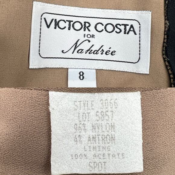 Vintage Victor Costa for Nahdree Black Nylon Lace Cocktail Maxi Dress - Picture 3 of 10